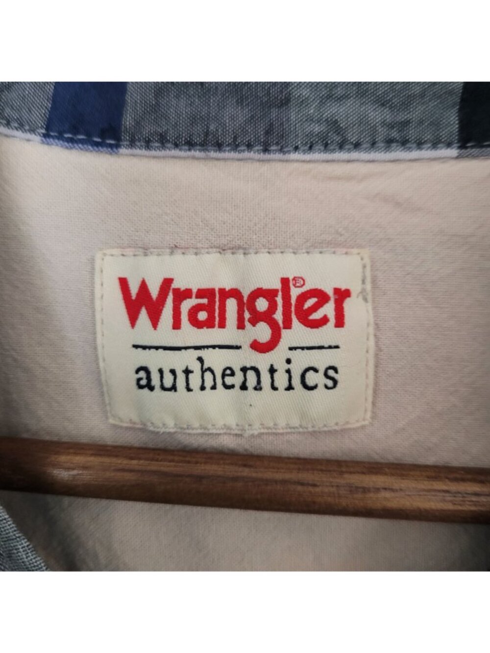 Wrangler Authentics Plaid Short Sleeve Button Front Shirt Mens XL Blue Western - Picture 5 of 7